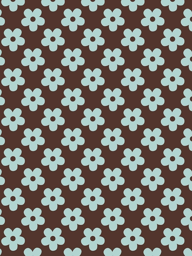 Vintage Floral Pattern Gift For Mom Wife Girls or Best Friend | Coquette Blue Flower Pattern | Espresso and Blue Baby Flower Seamless Pattern for Teacher or Students by VivaFy