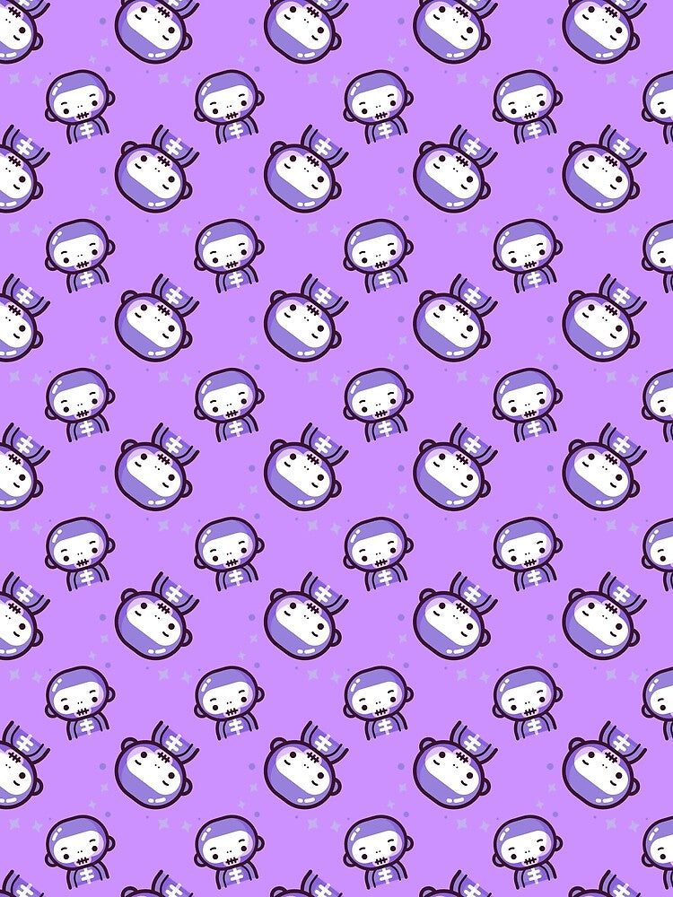 Happy Halloween Holiday | Cute & Spooky Purple Skeleton Cartoon Pattern by Ainbowz-Artwork