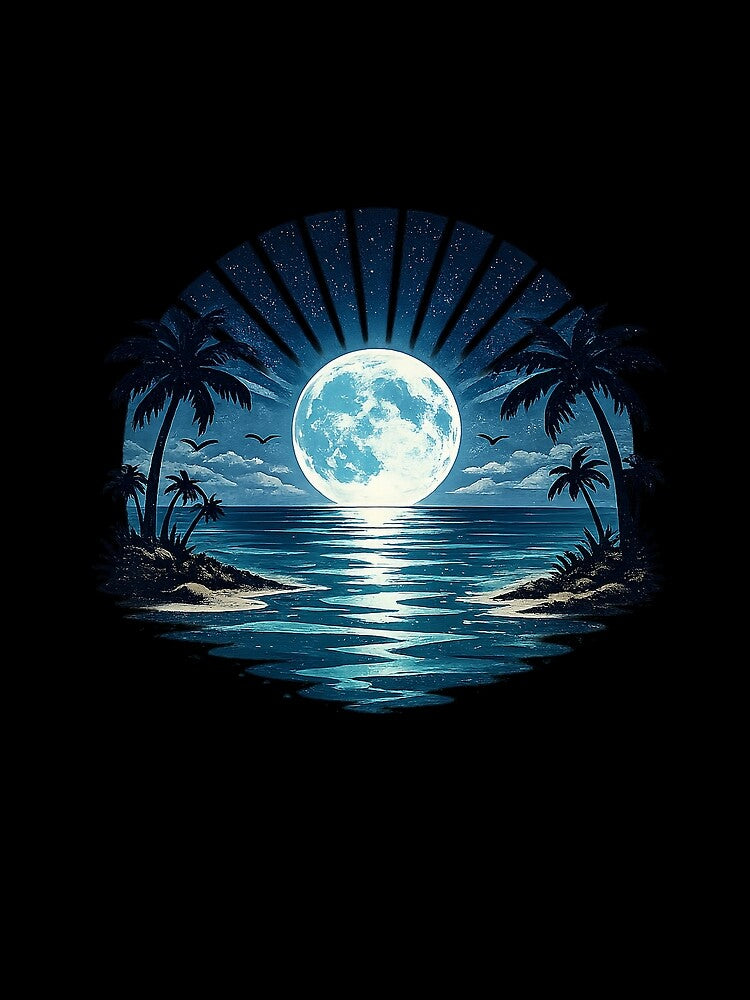 Retro Tropical Moonlit Ocean by PrettyRottenCo