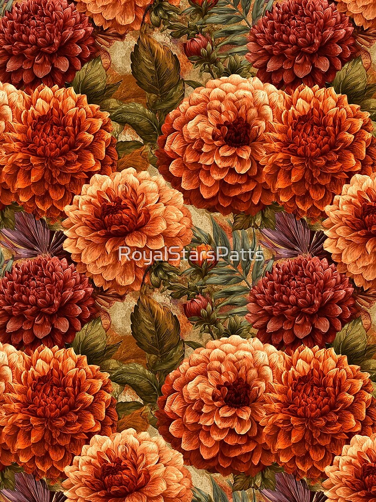 Unique Dahlias Texture  - Birthday Flower Pattern  - Bridesmaid Gifts by RoyalStarsPatts