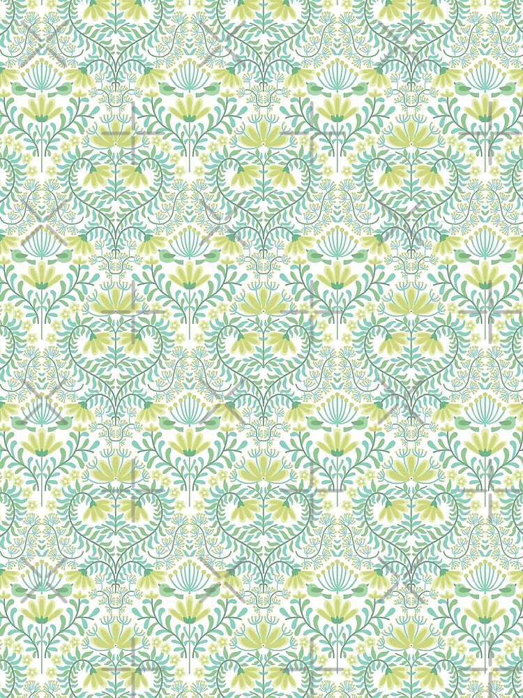 Bird's Home- Pearl Aqua-light Olive Green by Fabricatemyart