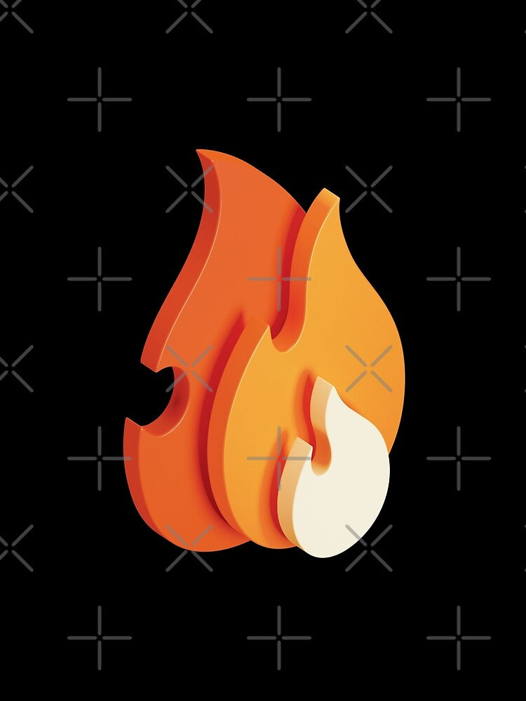 On Fire (3D Flames Icon) by Happy Puppy Print On Demand