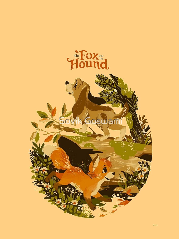 Cartoon fox and hound cute merch by Sovik Goswami Unisex