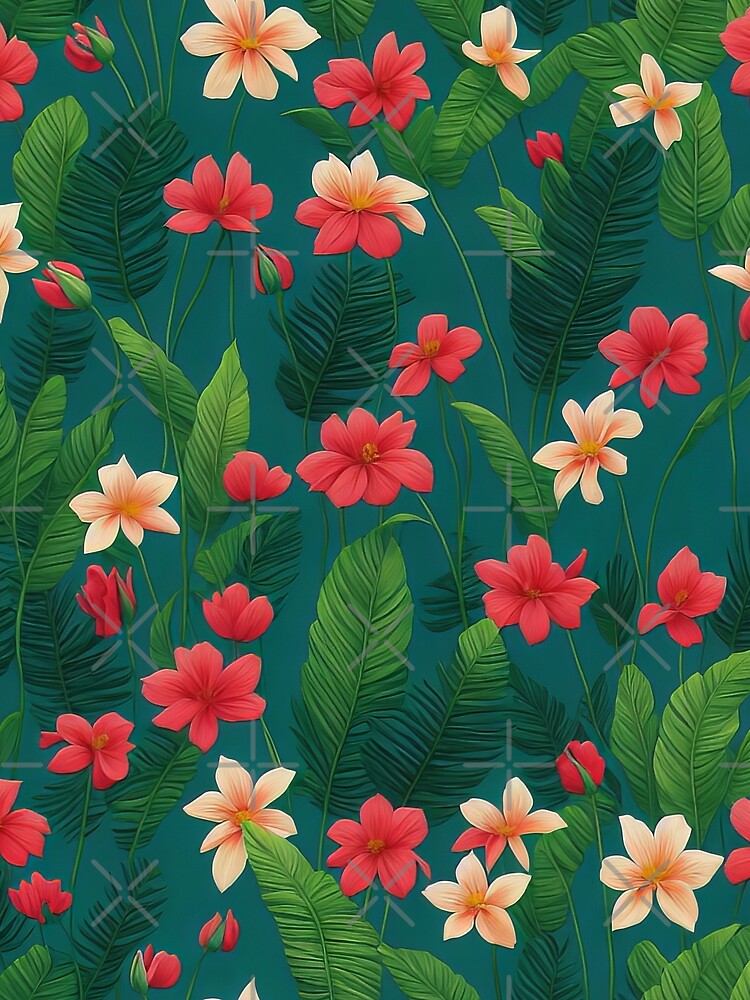 Fun flowers tropical pattern by Purple-Horizon