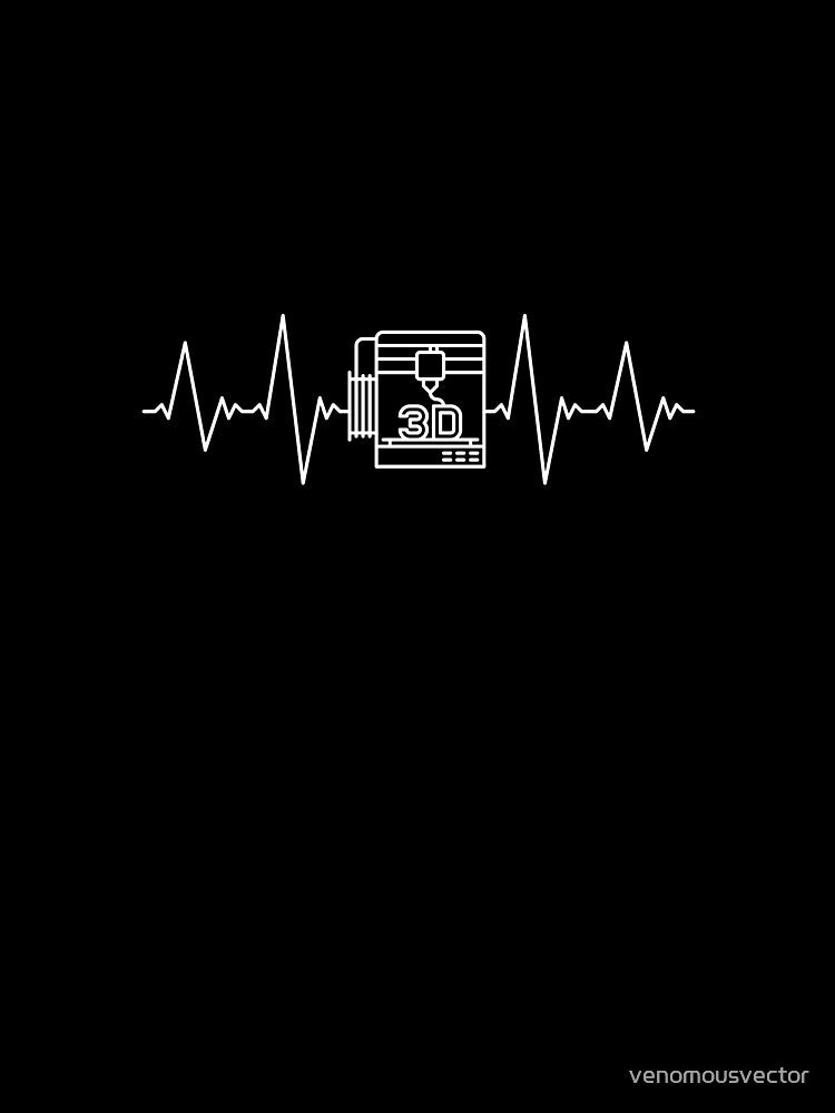 I Love 3D Printing EKG Heartbeat - 3D Printers Lovers Pulse Line by venomousvector