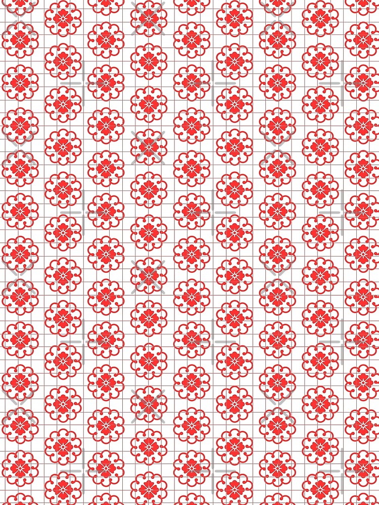 red Floral modern All over printed design by ZibaCentralShop