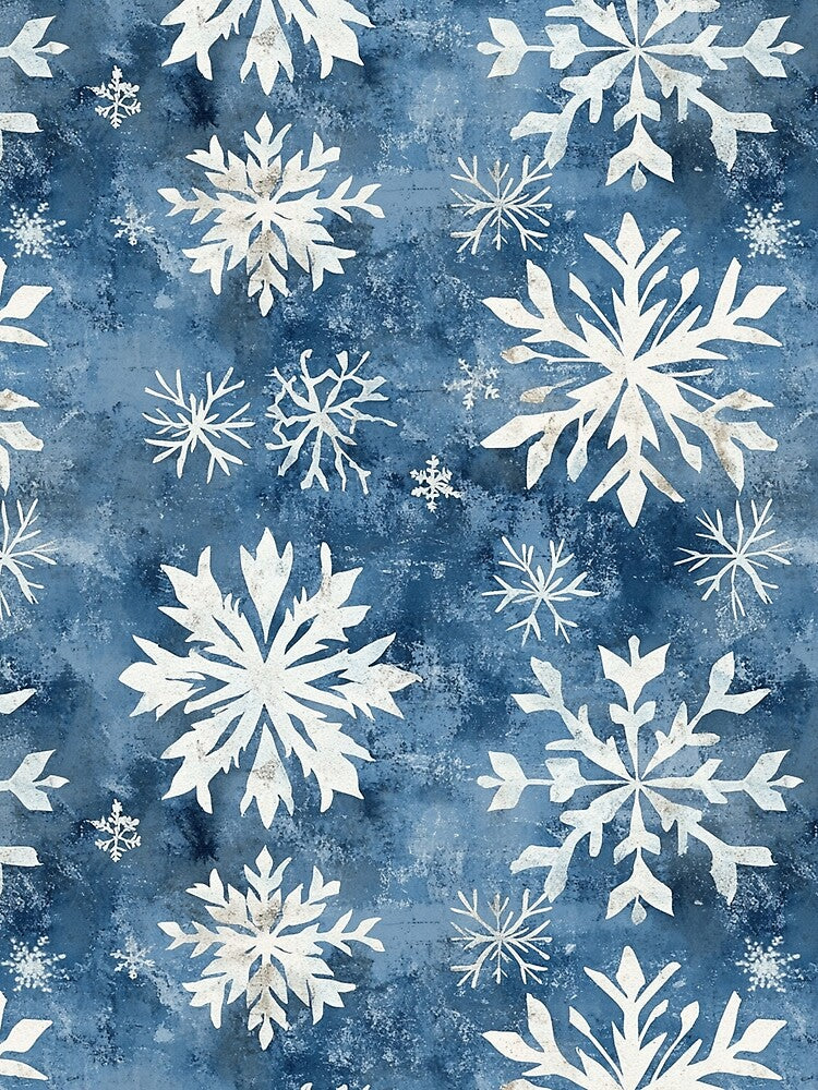 Blue White Snowflakes Winter Christmas All Over by Feeling Artsy