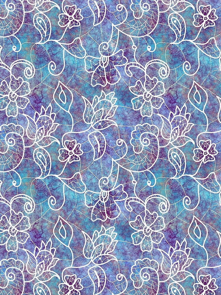 Grafitti lace with a pretty blue and purple background white lace by Dance Vibes: Blingit Studios