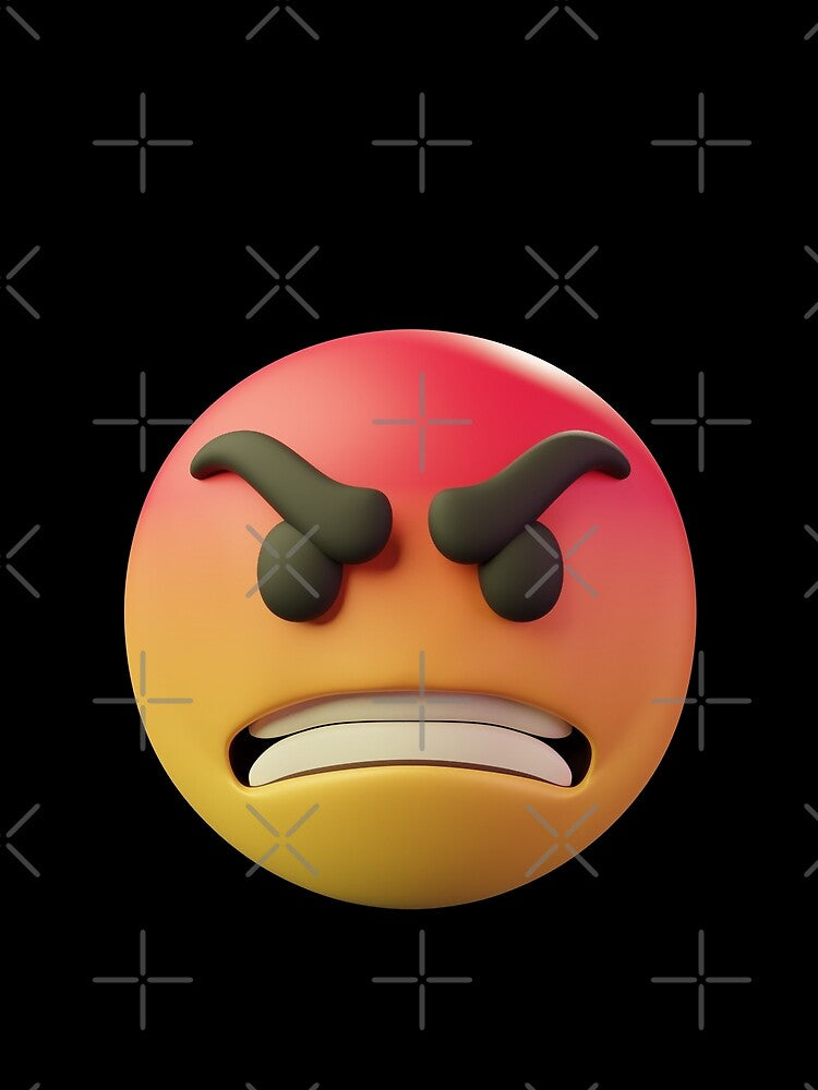 Emoji Smiley Angry 3D Face by 3Dimension
