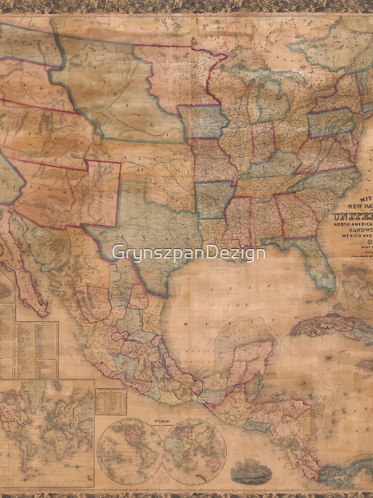 Vintage Old United States of America Map All-Over Print by GrynszpanDezign