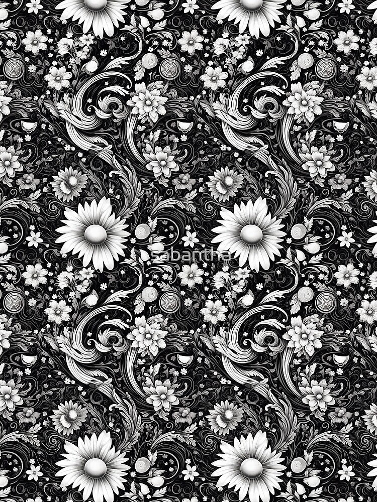 Kicrino - floral garden black and white (3/8) by sabantha