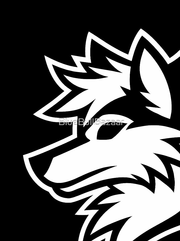 Silhouette Furry Pride Wolf Logo Black and White by BlueBullBazaar Unisex