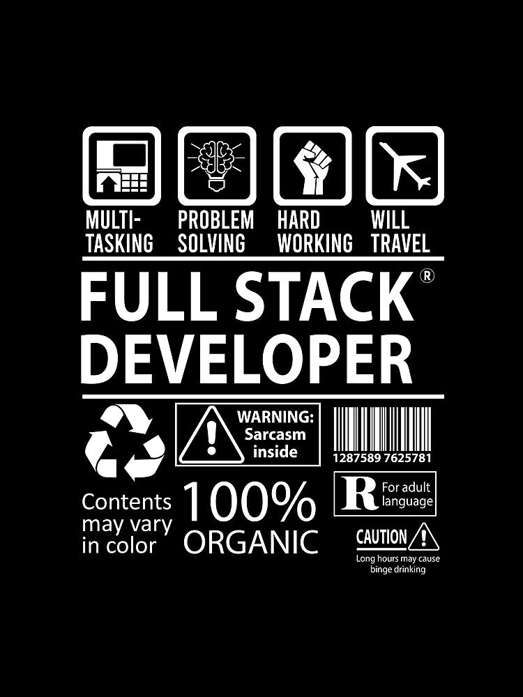 Full Stack Developer T Shirt - MultiTasking Certified Job Gift Item Tee by oslandefren
