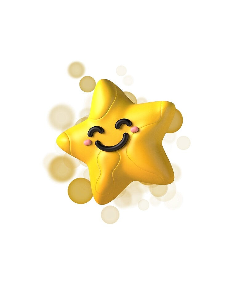 3D Smiling Star Illustration – Cute Kawaii Aesthetic Symbol by iamKRUK