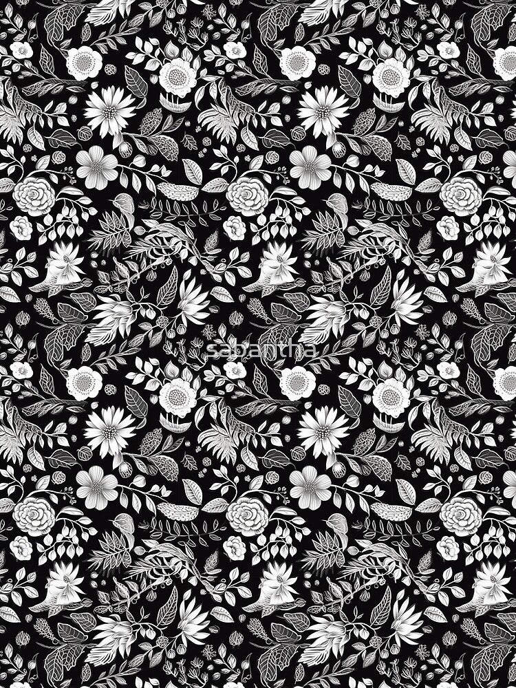 Kicrino - floral garden black and white (8/8) by sabantha