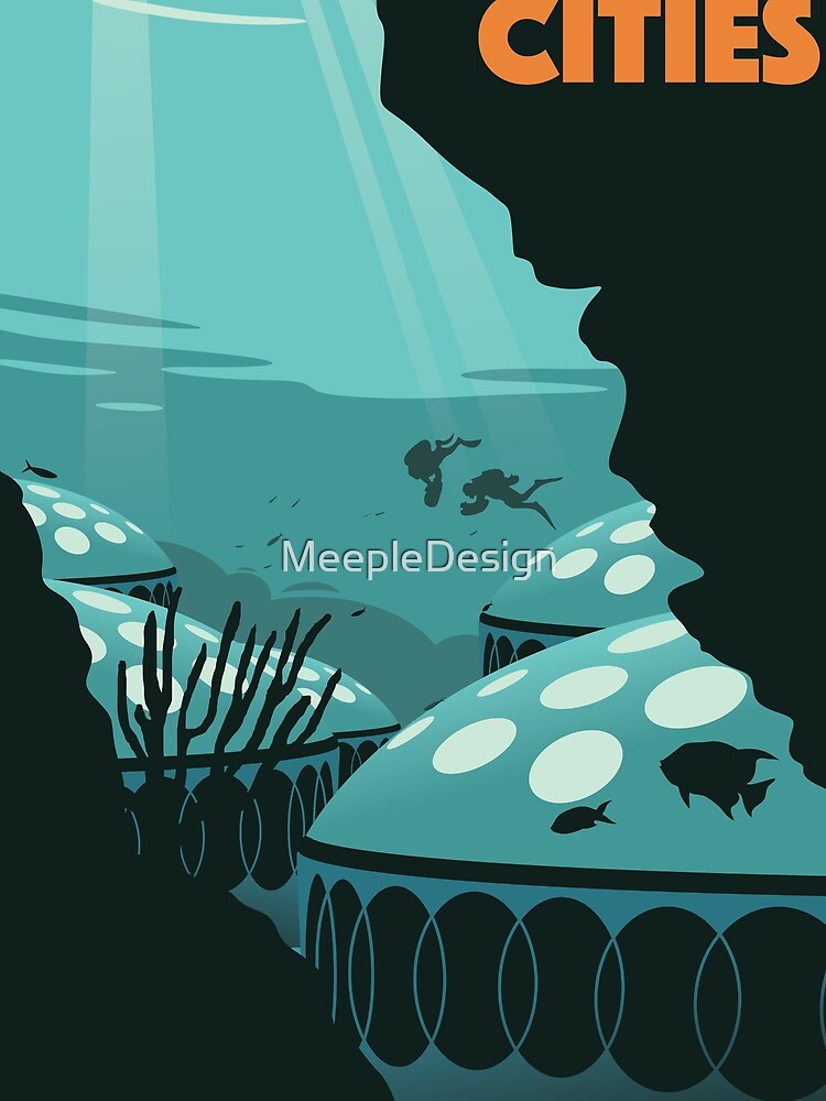 Underwater Cities Board Game- Minimalist Travel Poster Style - Gaming Art by MeepleDesign Unisex