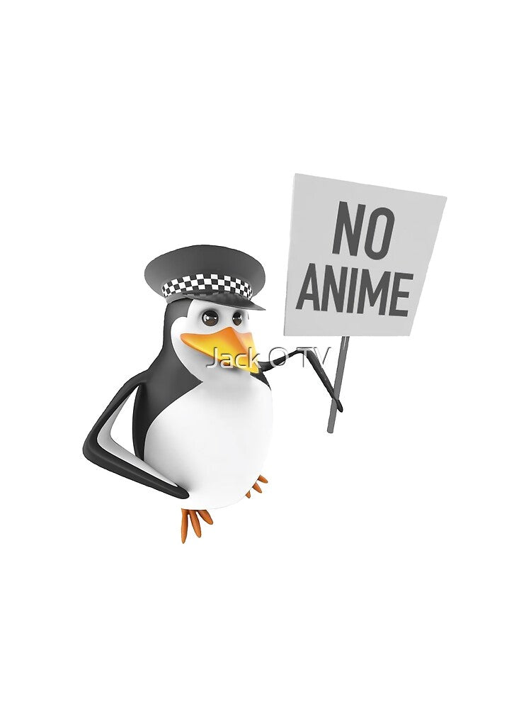 No anime 3D penguin cop with sign by Jack O TV