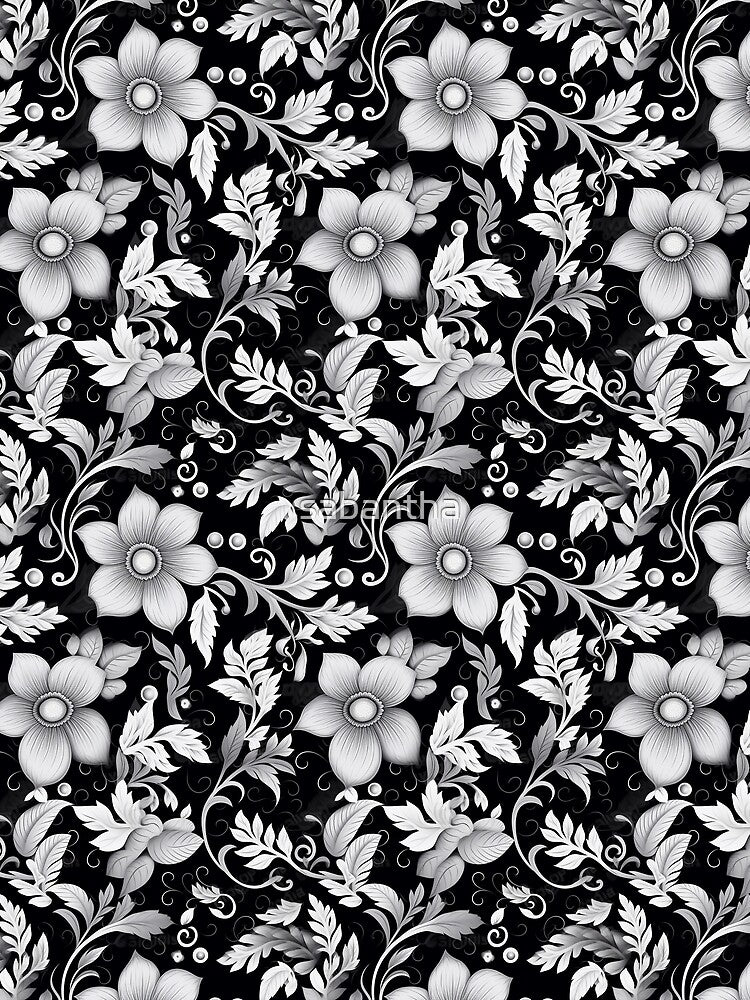 Kicrino - floral garden black and white (5/8) by sabantha