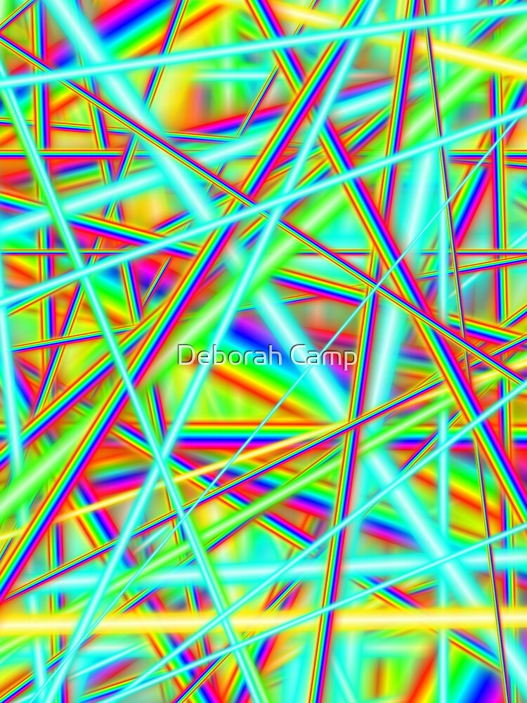 80s Rainbow Neon Strobe Light Abstract Pattern by Deborah Camp