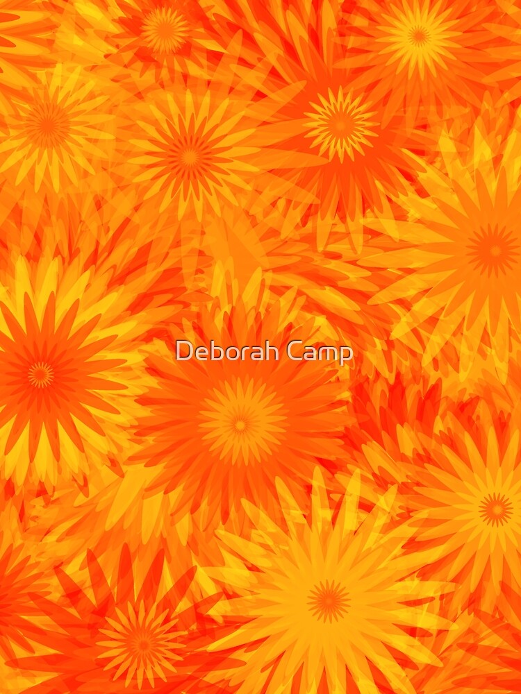 Dandelion Yellow Orange Flower Pattern by Deborah Camp