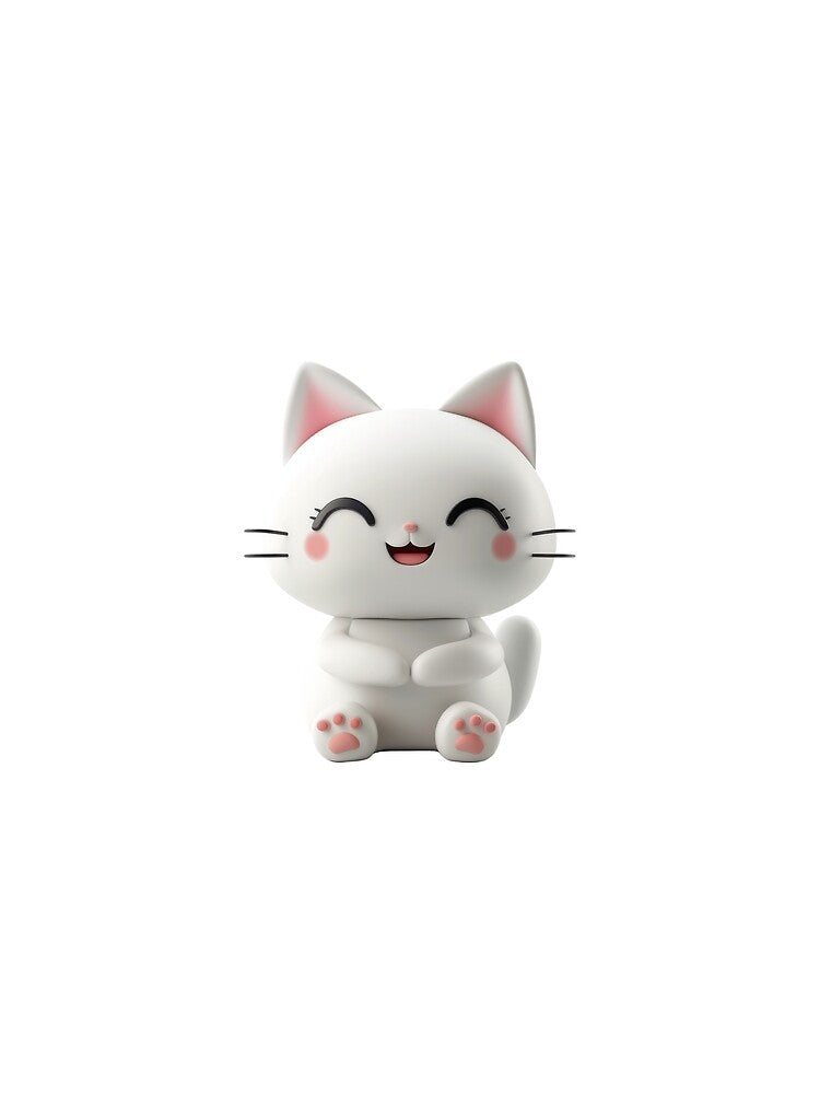 Kawaii White Cat in 3D by Bubble Cats