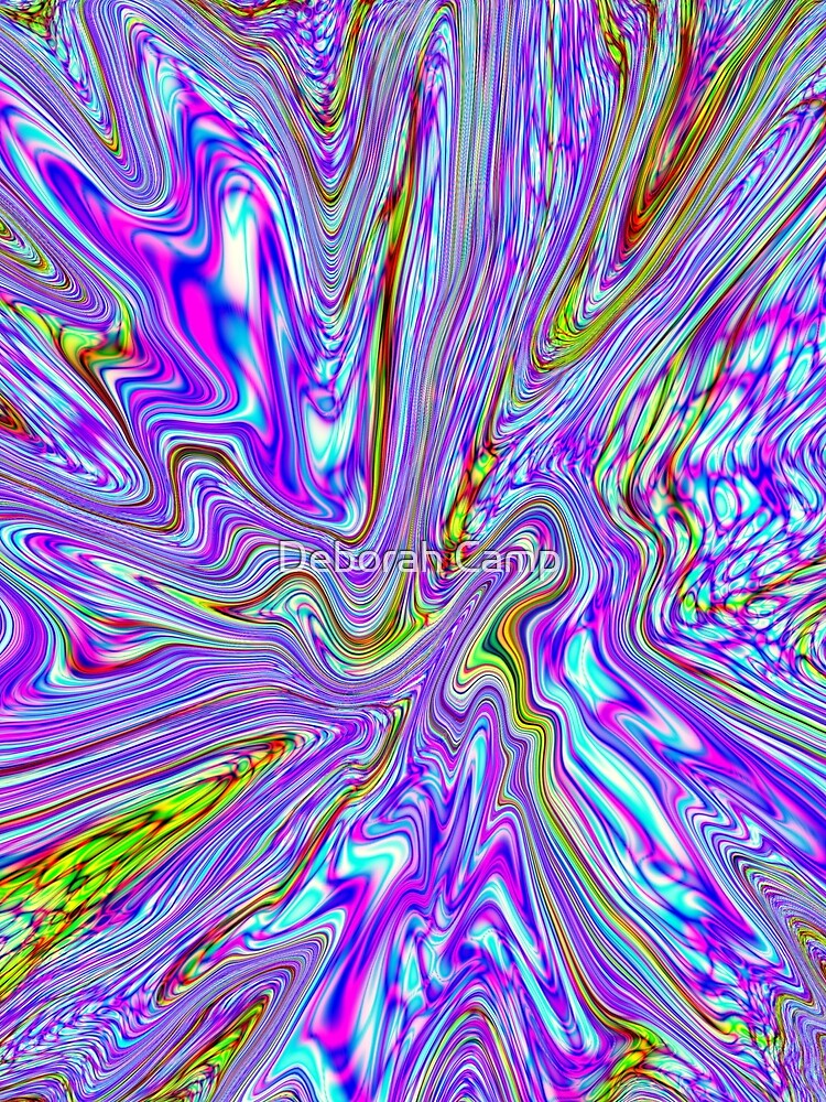 Multicolored Fluid Paint Pour Psychedelic Pattern by Deborah Camp