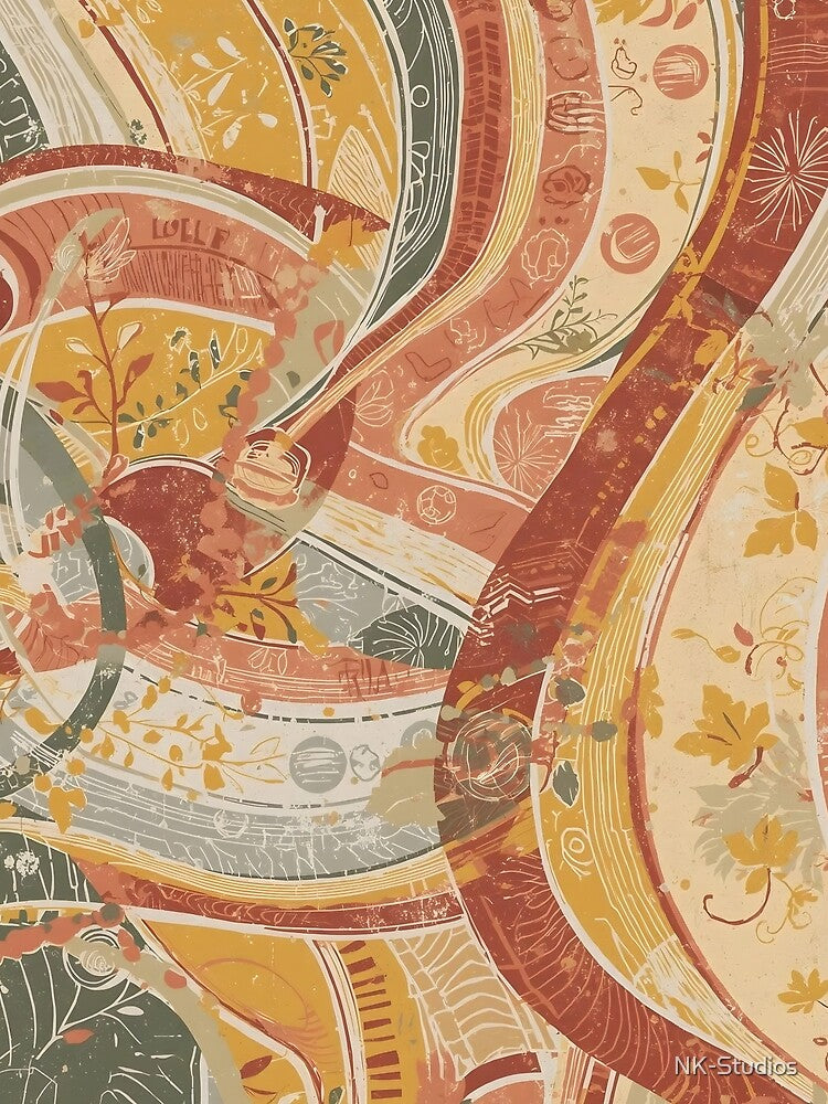 Vintage Organic Flow Pattern All-Over Print by NK-Studios