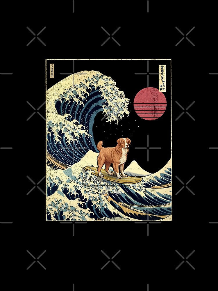 Nova Scotia Duck Tolling Retriever Toller Kanagawa Japanese Surfing Wave by rafaeltto Unisex
