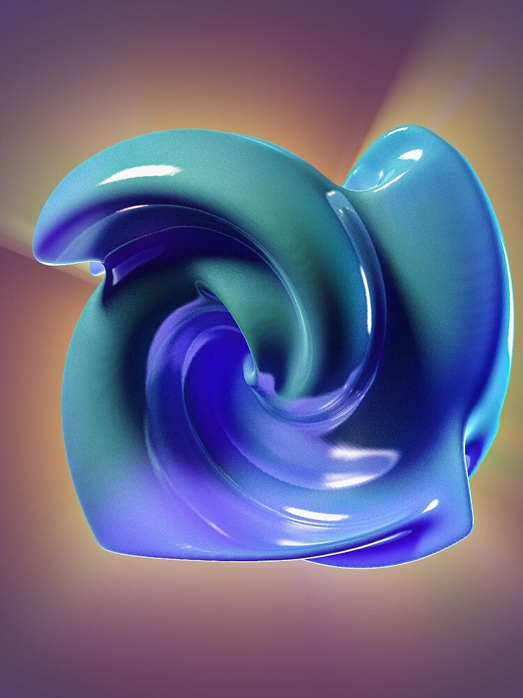 Abstract Fluid Metallic Shape Blue and Emerald by Keltoi-art