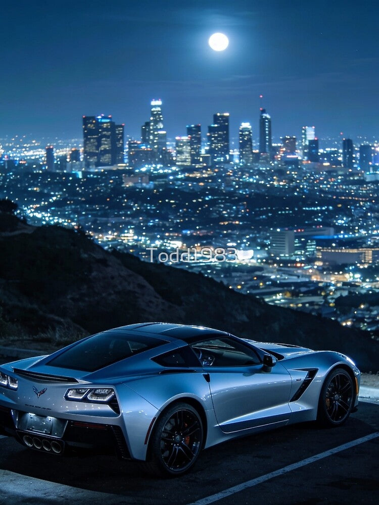 corvette looking night skyline by Legacydesignandcreations