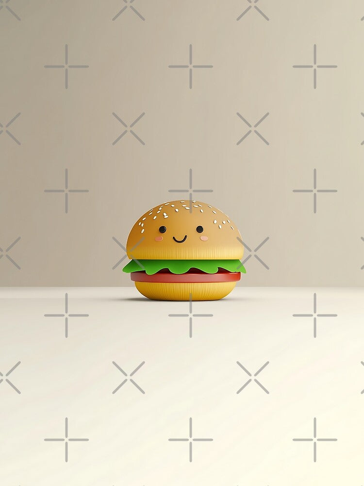 Cute 3D Burger Illustration on White Background by GoldenTealArts