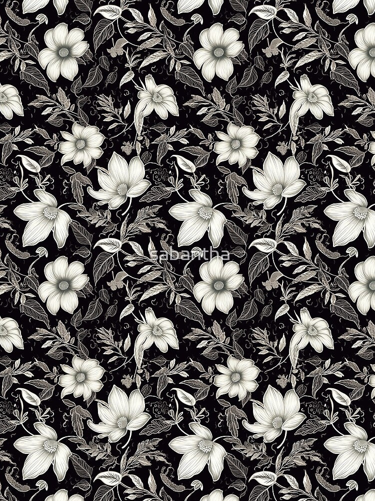 Kicrino - floral garden black and white (6/8) by sabantha