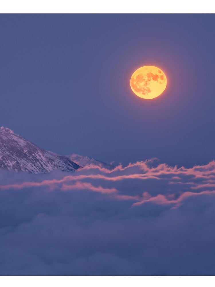 Beautiful Full Moon, Purple Mountain Sky by newburyboutique