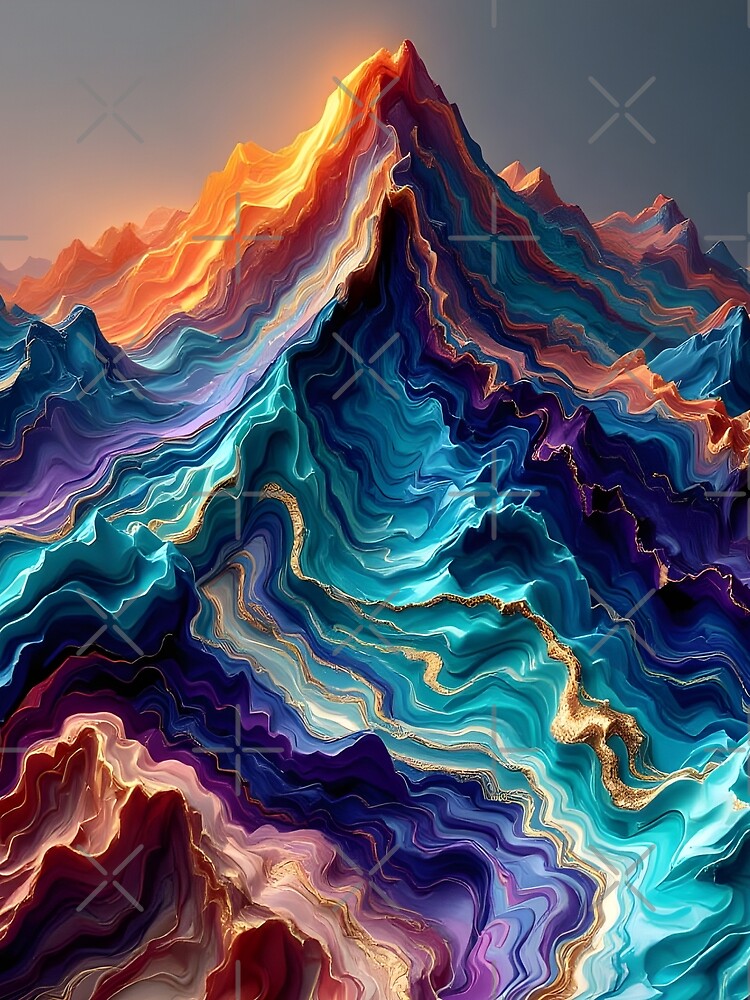 Vibrant Marble Mountains – Abstract 3D Color Landscape by DreamyWallVibes