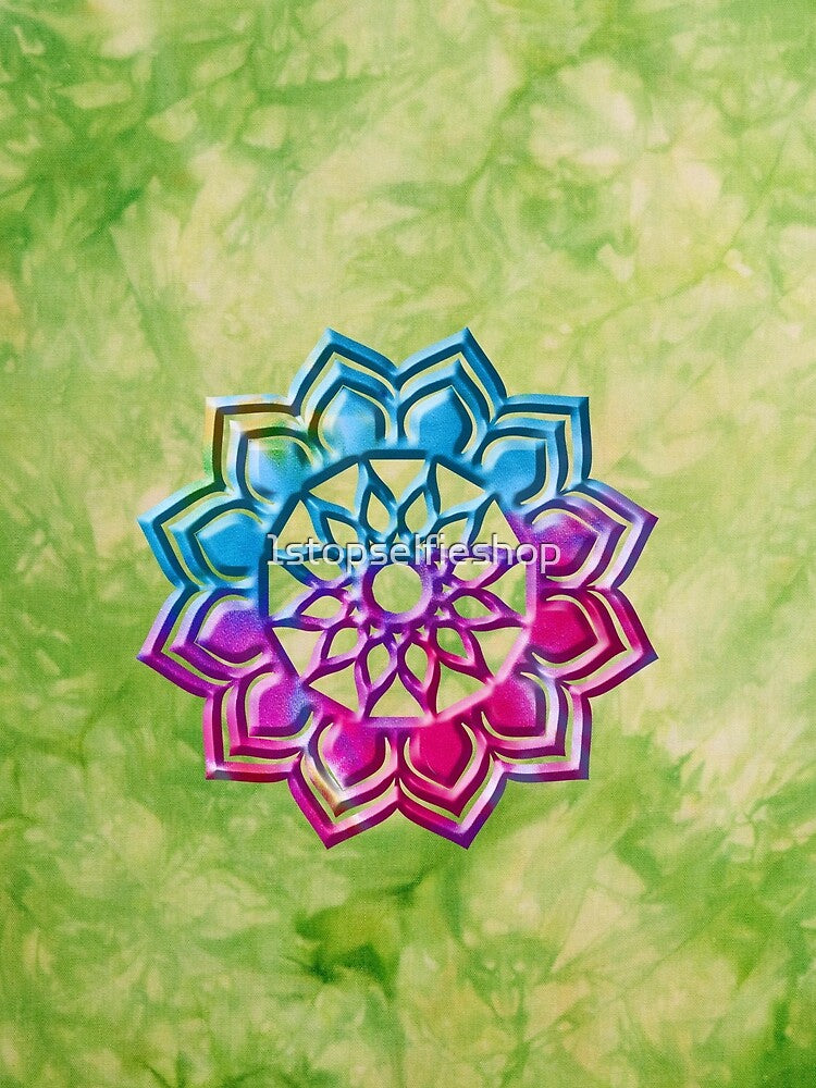 Green Tye Dye with Floral Mandala by 1stopselfieshop