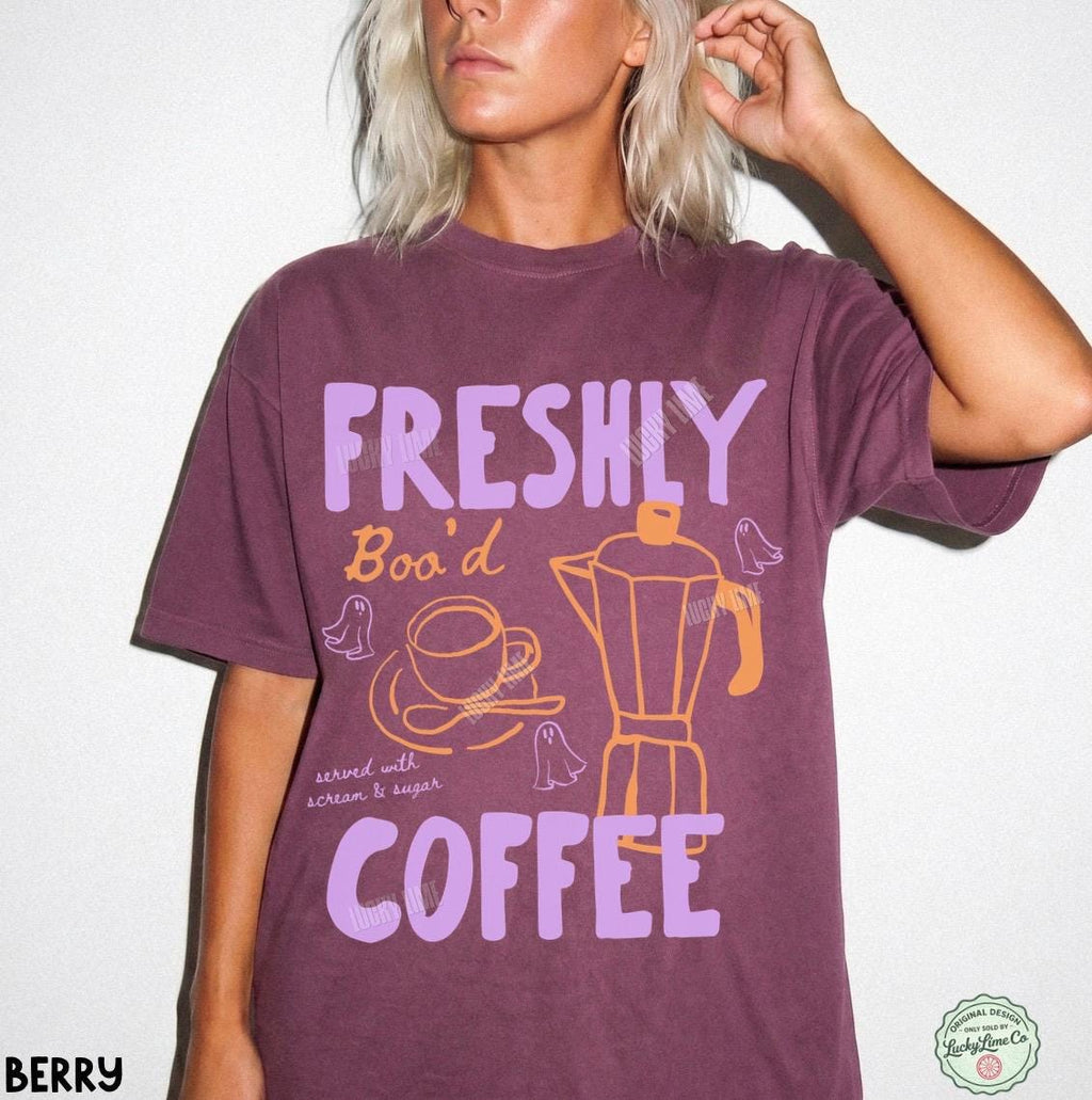 Comfort Colors Halloween Coffee Freshly Boo Coffee Ghos Skeleton Halloween Coffee Lover Spooky