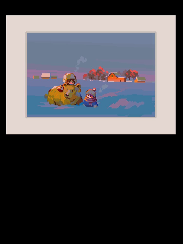 Cozy Winter Pixel Art with Bear and Character by Bobablin Pixel Shop Unisex