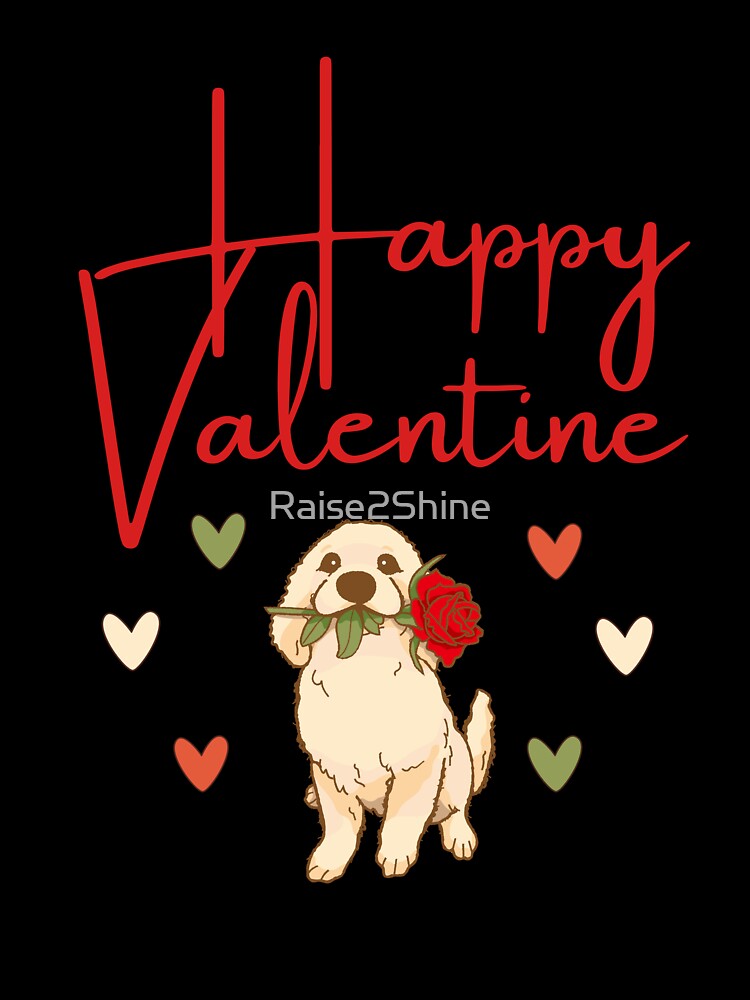 Happy Valentine - Cartoon Golden Retriever Dog with Roses Design by Raise2Shine Unisex