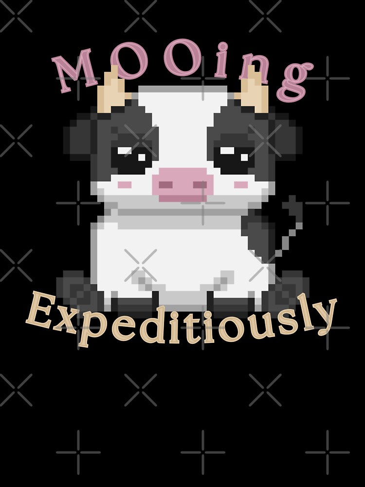MOOing Expeditiously Pixel Art | Cozy Meme Plush by JAVbyBR Unisex