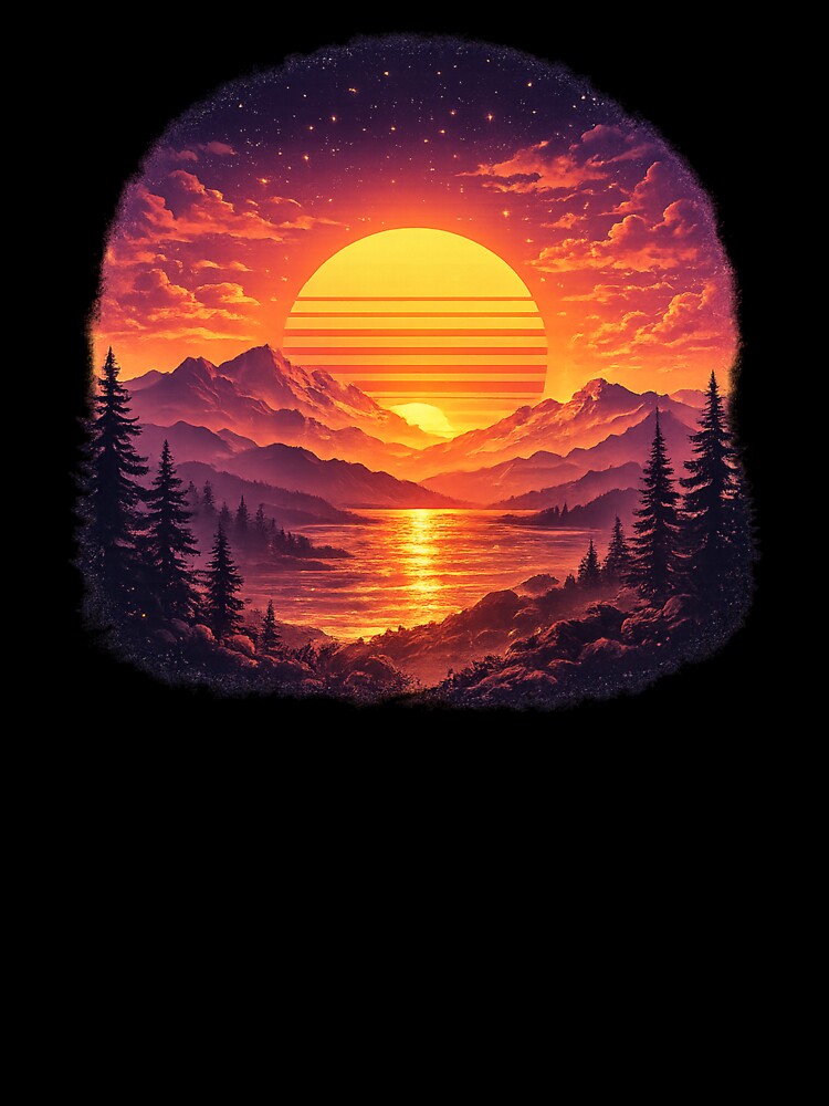 Retro Mountain Sunset Landscape by Daily Spark Designs