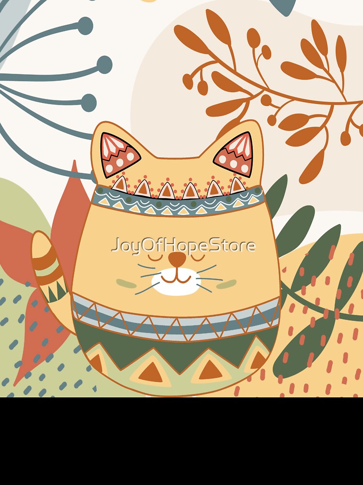 Chubby Boho Kitty Cat with a Chic Boho Background by JoyOfHopeStore Unisex