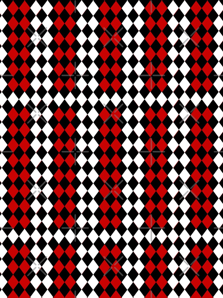 Diamond Harlequin Pattern – Red Black White Argyle by Zaya_art Unisex