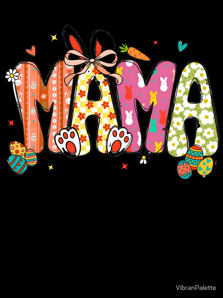 Easter Bunny Mama  - Floral Checkered Spring Holiday Sublimation Graphic by VibranPalette
