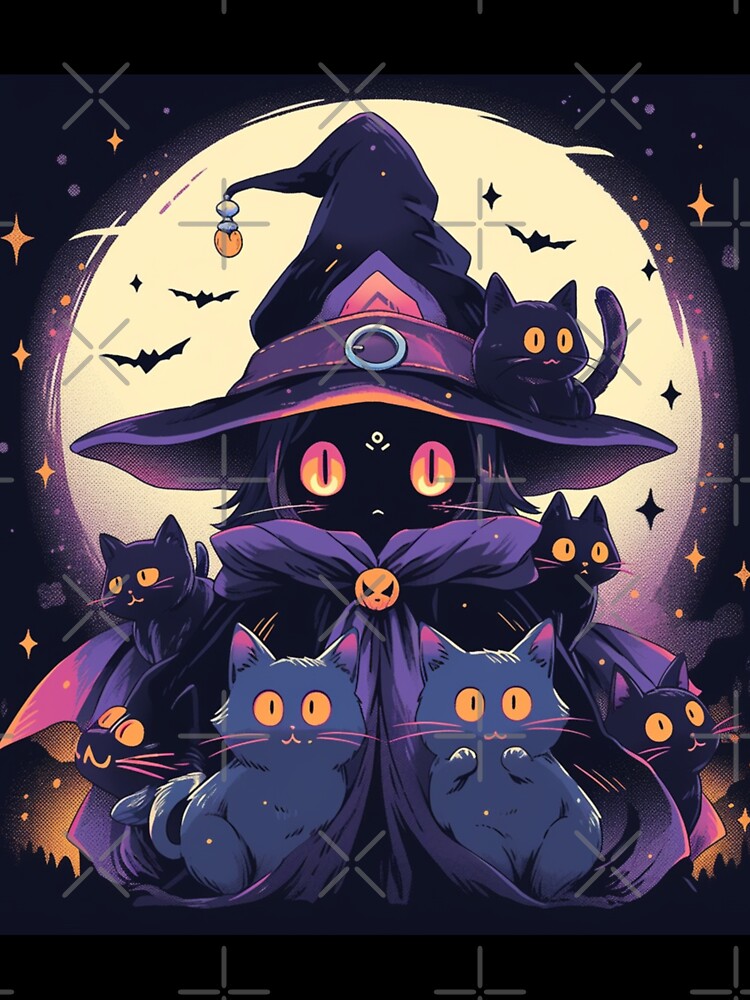 Cute Cat Wizard surround with Black Cats by Shinnrai