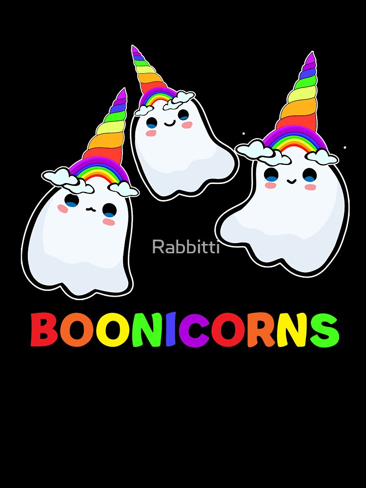 BOONICORNS cute kawaii rainbow unicorn Halloween ghosts trio by Rabbitti Unisex