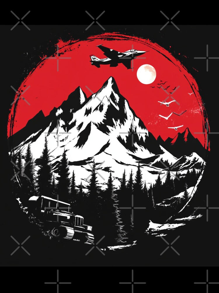Air Fighters Under Red Moon In The Mountains by GrinGalore Unisex