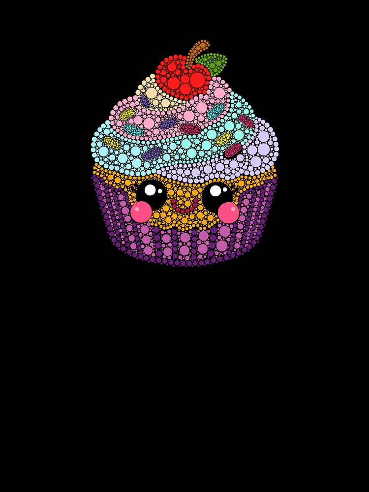 Kawaii Cupcake Dot Art by Cardiff Creative Unisex