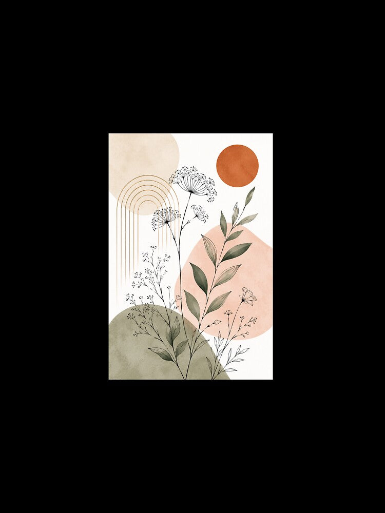 Minimalist Boho Wildflower Line Art Print by AlexGreaney Unisex