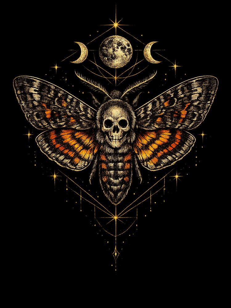 Acherontia Atropos Death’s-Head Hawkmoth – Gothic Skull Moth Art by Anyshca