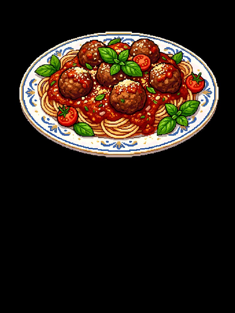 Meatballs Spaghetti Retro Pixel Art by BrunoLinuxArt Unisex